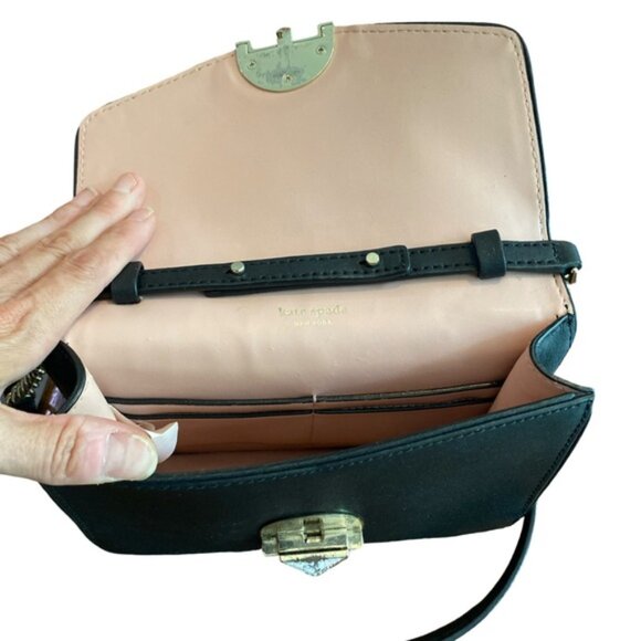 Kate Spade Neve Black Leather Crossbody Bag – Silver Hardware, Card Slots - Picture 8 of 11